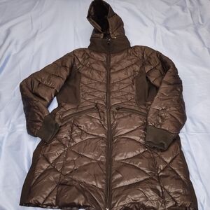 CELSIUS PREMIUM WOMEN'S QUILTED LINED HOODED PARKA JACKET BLACK SIZE LARGE USED